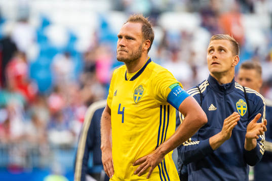 Andreas Granqvist of Sweden looks dejected