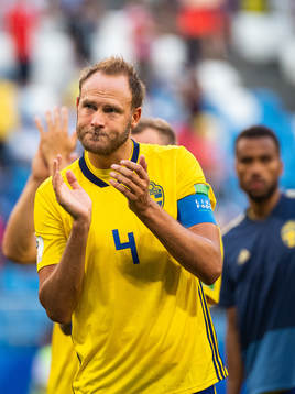Andreas Granqvist of Sweden looks dejected