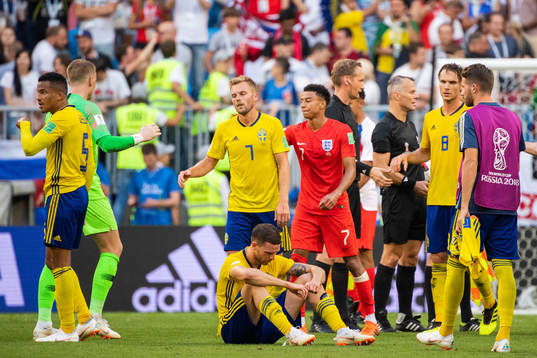 Marcus Berg (sitting), Martin Olsson, Sebastian Larsson and