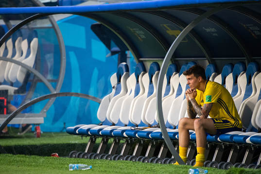 Victor Nilsson Lindelöf of Sweden looks dejected