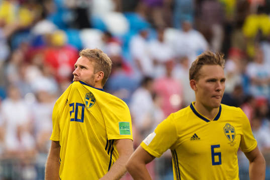 Ola Toivonen and Ludwig Augustinsson looks dejected