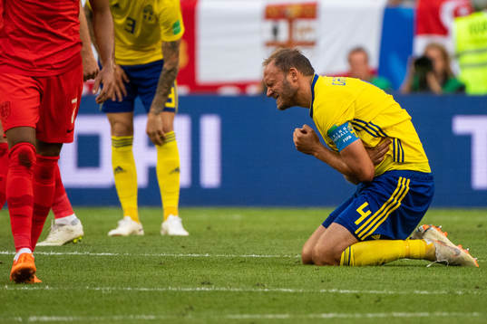 Andreas Granqvist of Sweden reacts