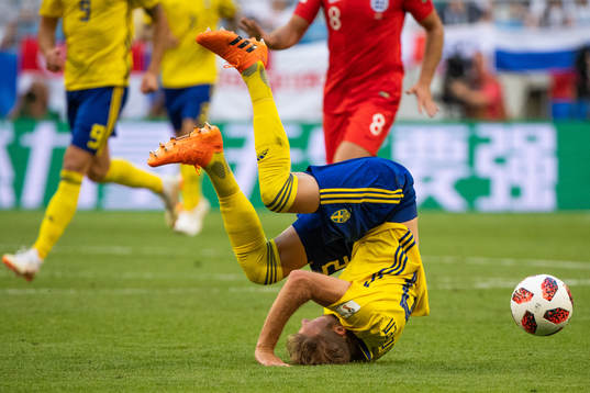 Ola Toivonen of Sweden falls