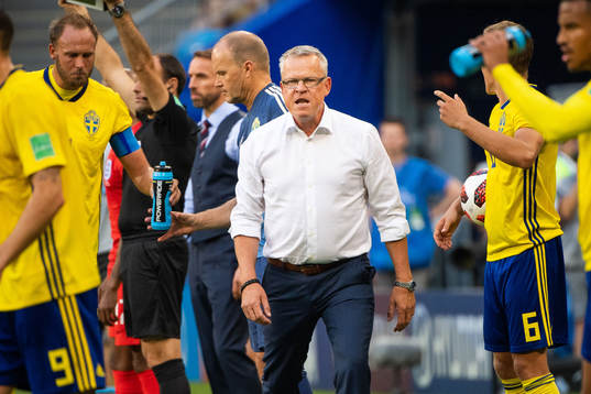 Head coach Janne Andersson of Sweden looks dejected