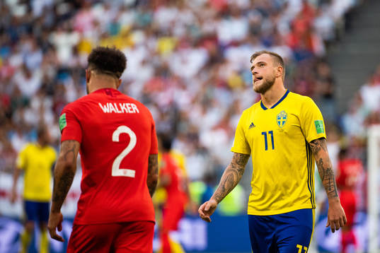 John Guidetti of Sweden looks dejected