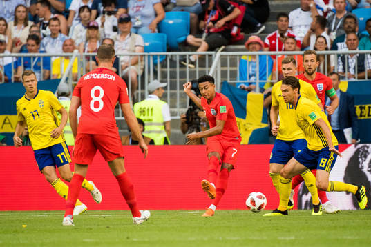 Jesse Lingard of England and Albin Ekdal of Sweden