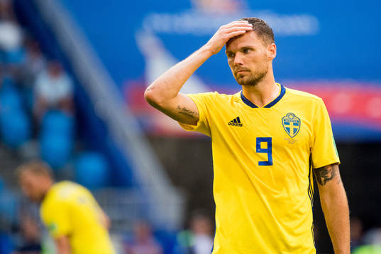 Marcus Berg of Sweden looks dejected