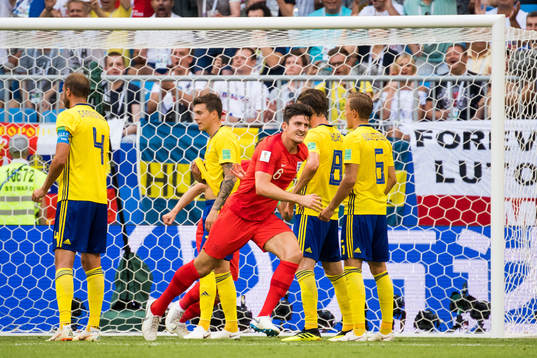 Harry Maguire of England celebrates the 0-1 goal