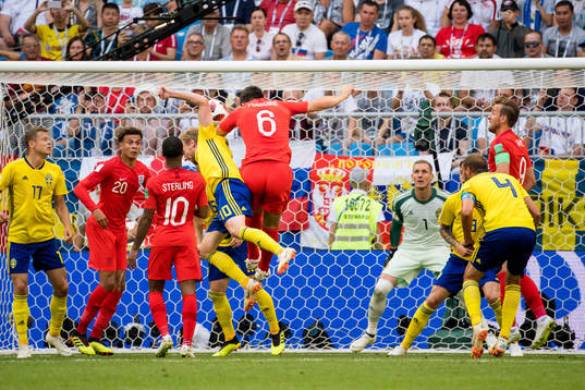 Harry Maguire of England scores the 0-1 goal