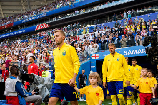 Sebastian Larsson of Sweden enters the pitch