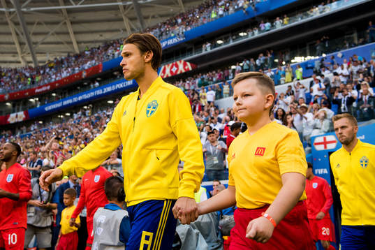 Albin Ekdal of Sweden enters the pitch