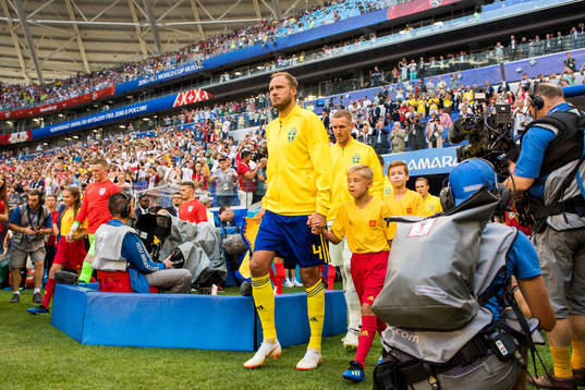 Andreas Granqvist of Sweden enters the pitch