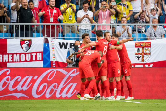 Dele Alli of England celebrates the 0-2 goal with his