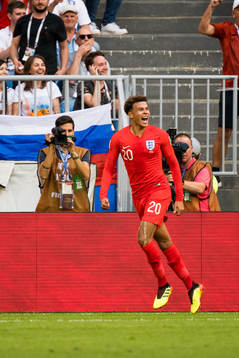 Dele Alli of England celebrates the 0-2 goal