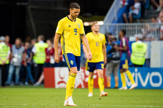 Marcus Berg of Sweden looks dejected