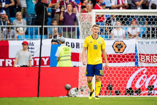 Emil Krafth of Sweden looks dejected