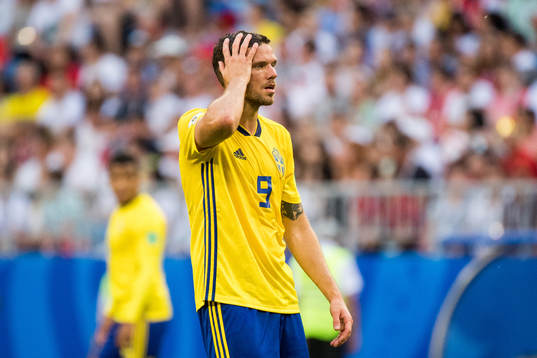 Marcus Berg of Sweden looks dejected