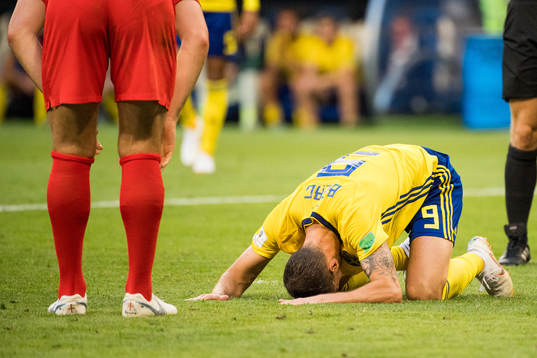 Marcus Berg of Sweden looks dejected