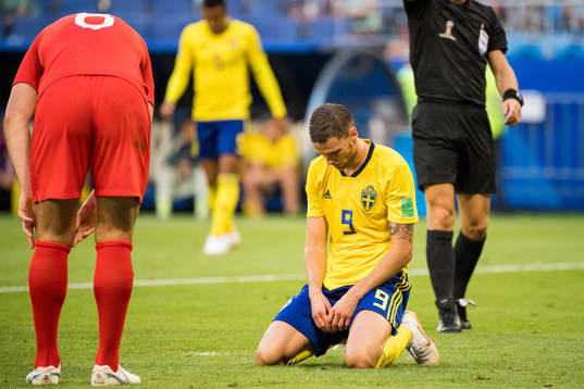 Marcus Berg of Sweden looks dejected