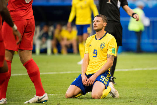 Marcus Berg of Sweden looks dejected