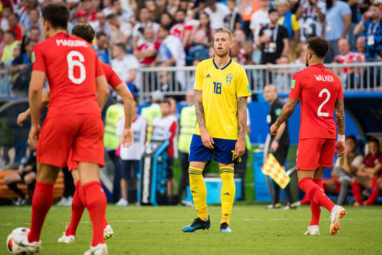 Pontus Jansson of Sweden looks dejected