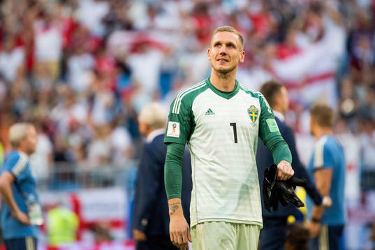 Goalkeeper Robin Olsen of Sweden looks dejected