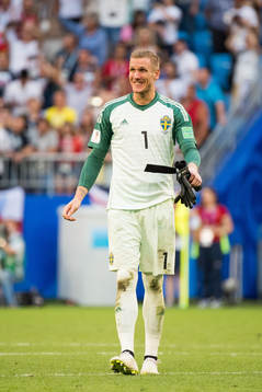 Goalkeeper Robin Olsen of Sweden looks dejected
