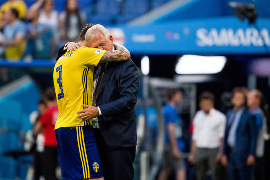 Victor Nilsson Lindelöf of Sweden looks dejected
