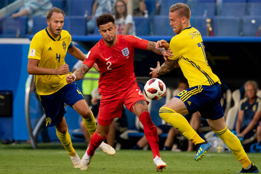 Andreas Granqvist and Pontus Jansson of Sweden and Kyle