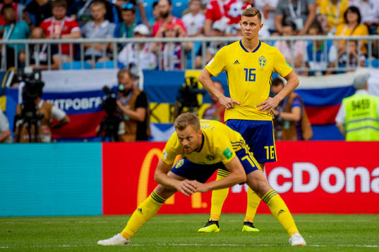 Emil Krafth and Sebastian Larsson of Sweden