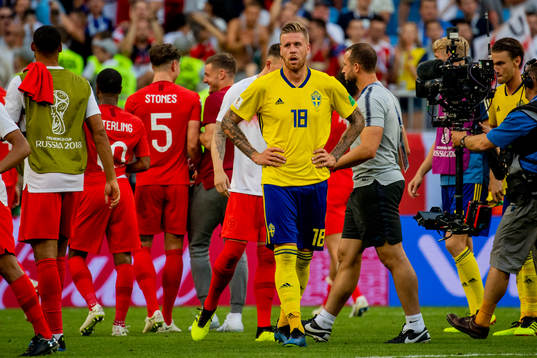 Pontus Jansson of Sweden looks dejected