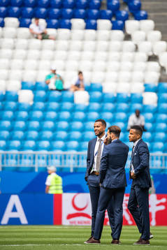 Jimmy Durmaz and Martin Olsson of Sweden prior to the the