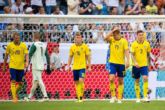 Ola Toivonen, goalkeeper Robin Olsen, Emil Krafth, Viktor