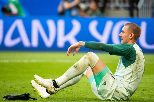 goalkeeper Robin Olsen of Sweden looks dejected