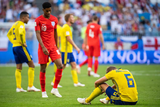 Marcus Rashford of England approaches Ludwig Augustinsson