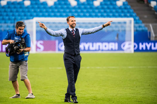 Head coach Gareth Southgate of England celebrates