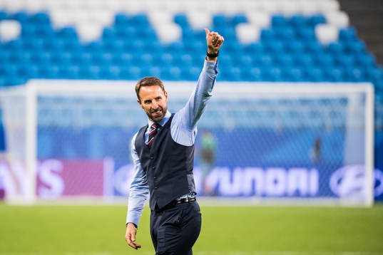 Head coach Gareth Southgate of England celebrates