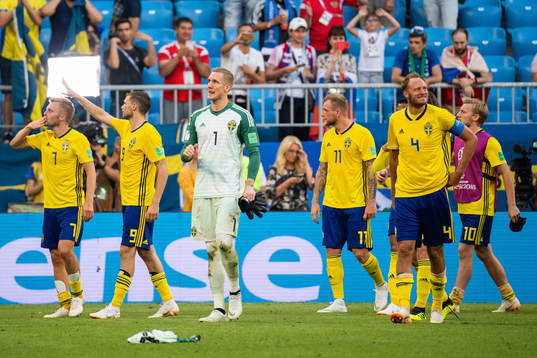 Sebastian Larsson, Marcus Berg, goalkeeper Robin Olsen and