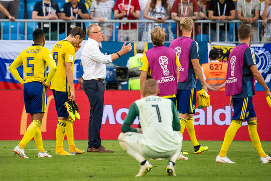 Martin Olsson, Albin Ekdaland head coach Janne Andersson of
