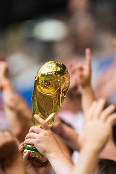 A copy of the World Cup Trophy is seen