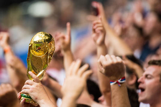A copy of the World Cup Trophy is seen