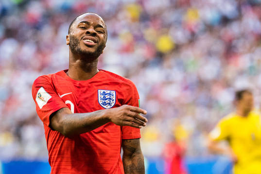 Raheem Sterling of England reacts