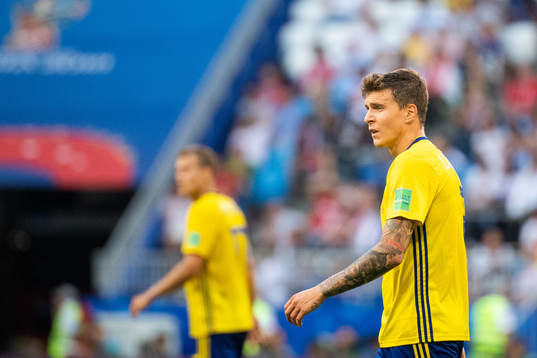 Victor Nilsson Lindelöf of Sweden looks dejected