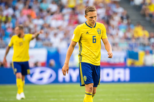 Ludwig Augustinsson of Sweden looks dejected