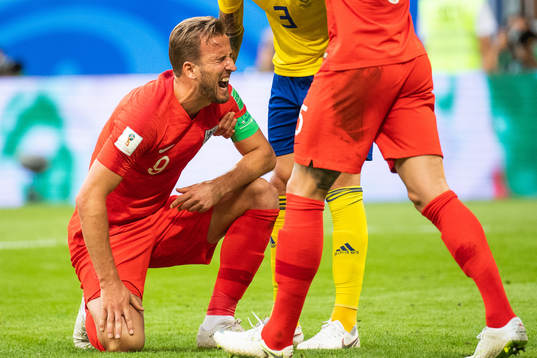 Harry Kane of England reacts