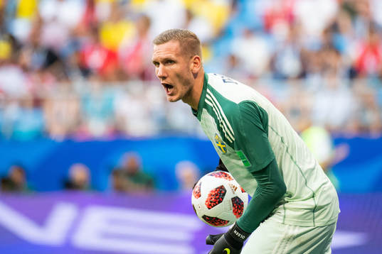 goalkeeper Robin Olsen of Sweden
