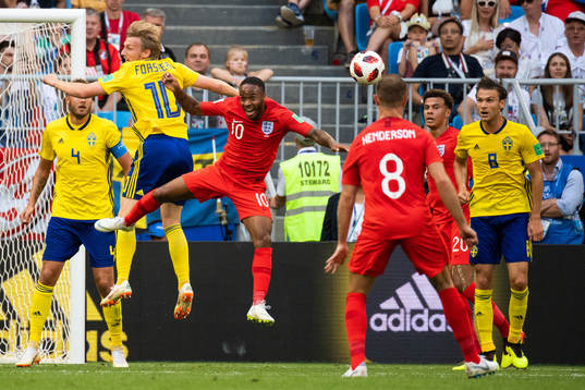 Emil Forsberg of Sweden and Raheem Sterling of England