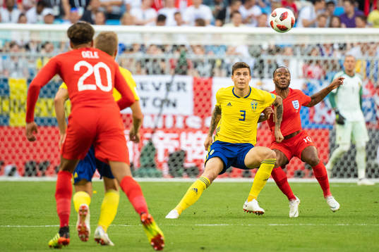 Victor Nilsson Lindelöf of Sweden competes for the ball