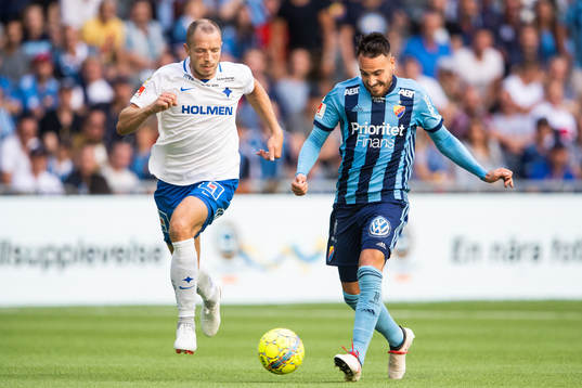 Norrköpings Jón Gudni Fjóluson och Djurgårdens Dzenis