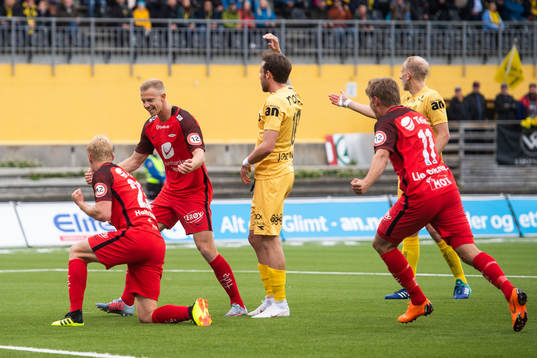 Brann Sivert Heltne Nilsen of Brann celebrates scoring 0-1
